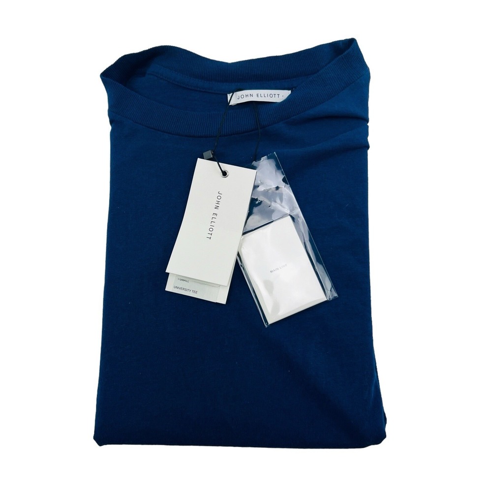 NWT‎ John Elliott Cove Blue Short Sleeve Cotton Univerity Tee Mens Size XS